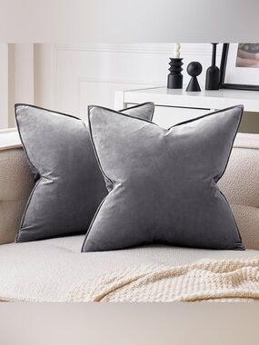 Fancy Homi 2 Packs Dark Gray Decorative Throw Pillow Covers